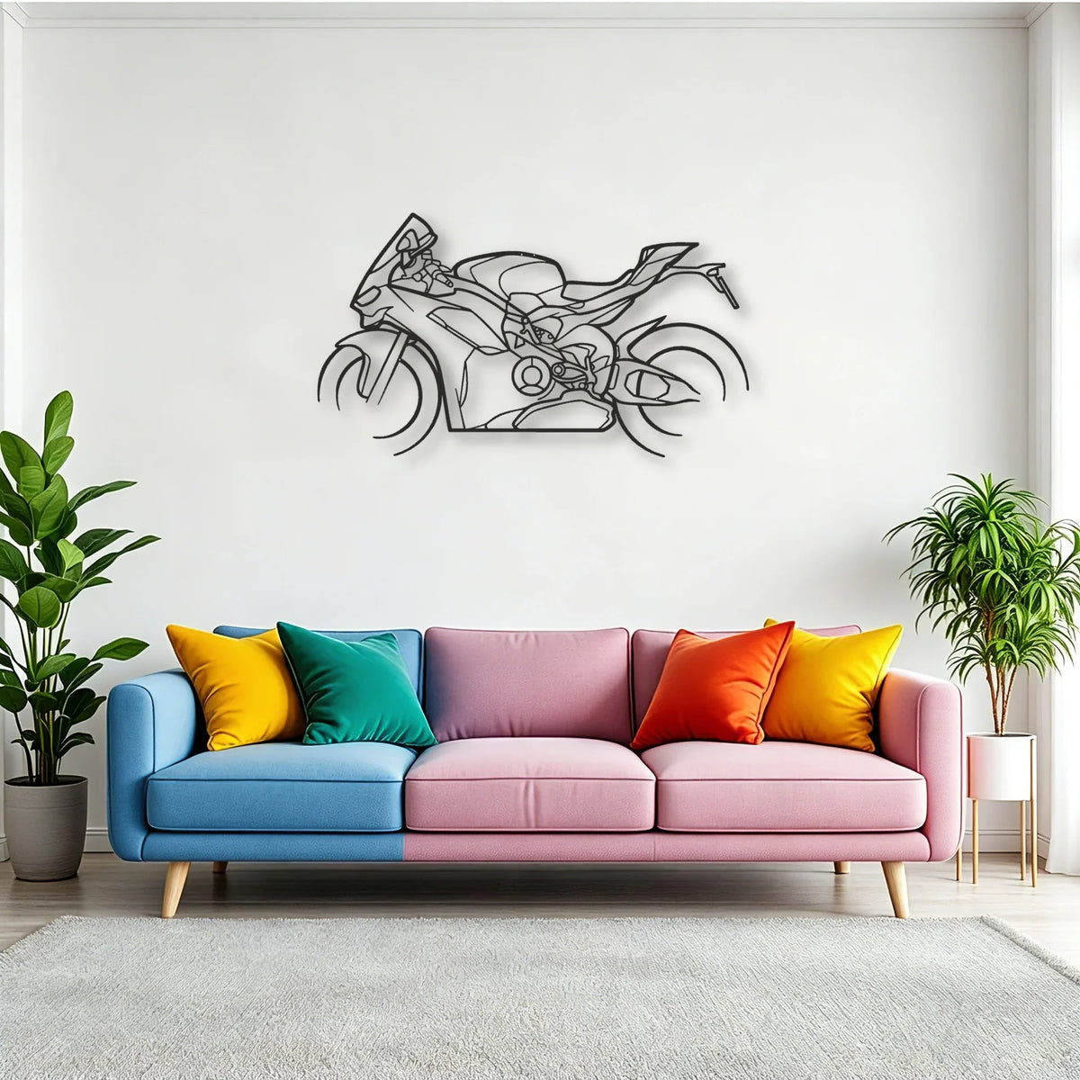 2024 Ducati Panigale V2 Classic Motorcycle Silhouette Metal Wall Art - Tinvibe
