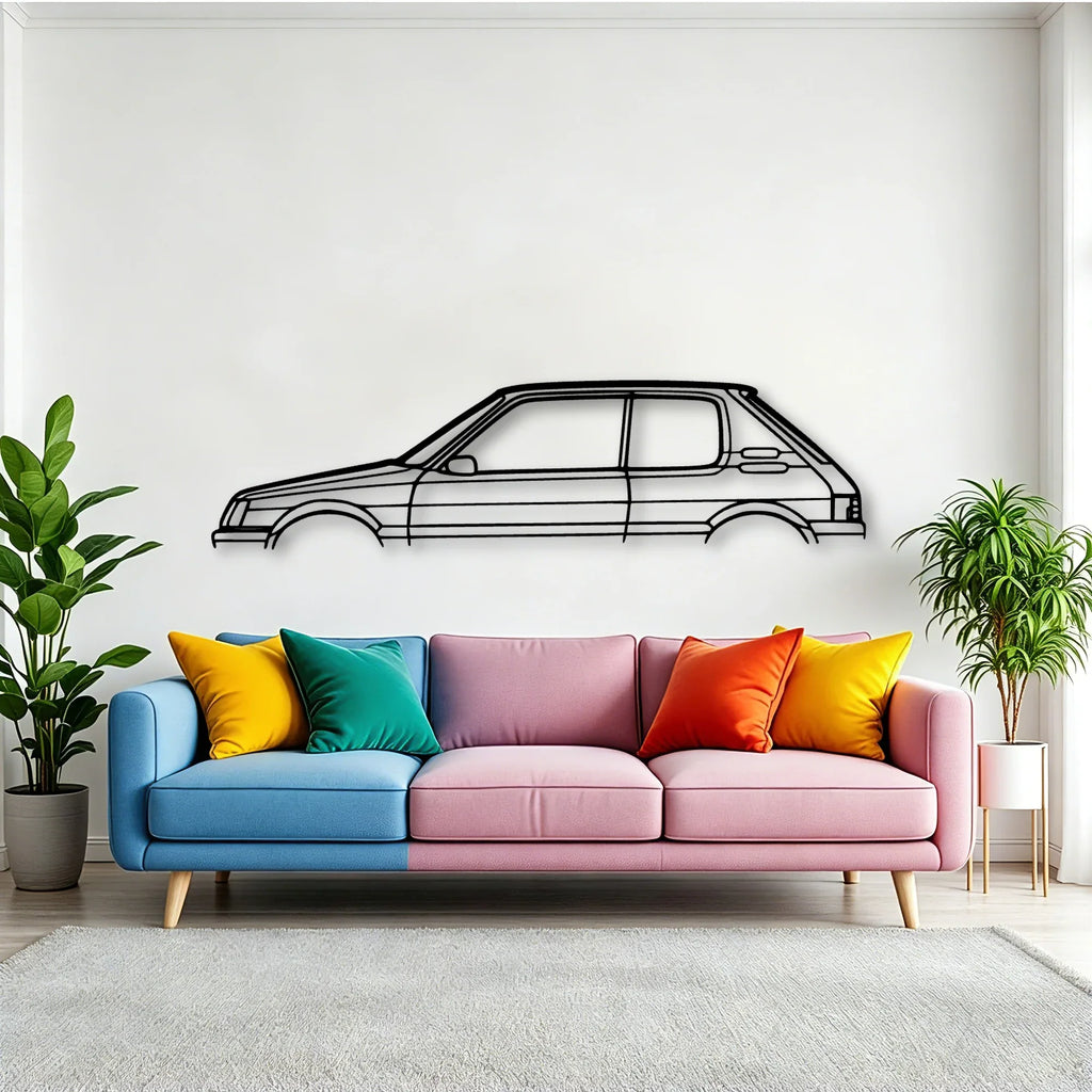 205 GTI 2 Classic Silhouette Metal Wall Art - Tinvibe