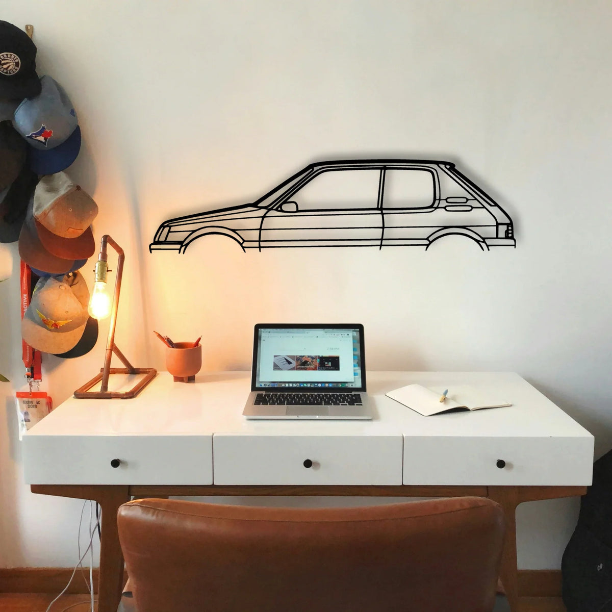 205 GTI 2 Classic Silhouette Metal Wall Art - Tinvibe