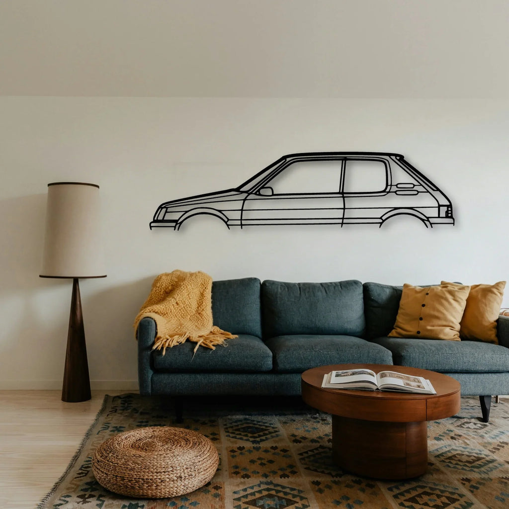 205 GTI 2 Classic Silhouette Metal Wall Art - Tinvibe