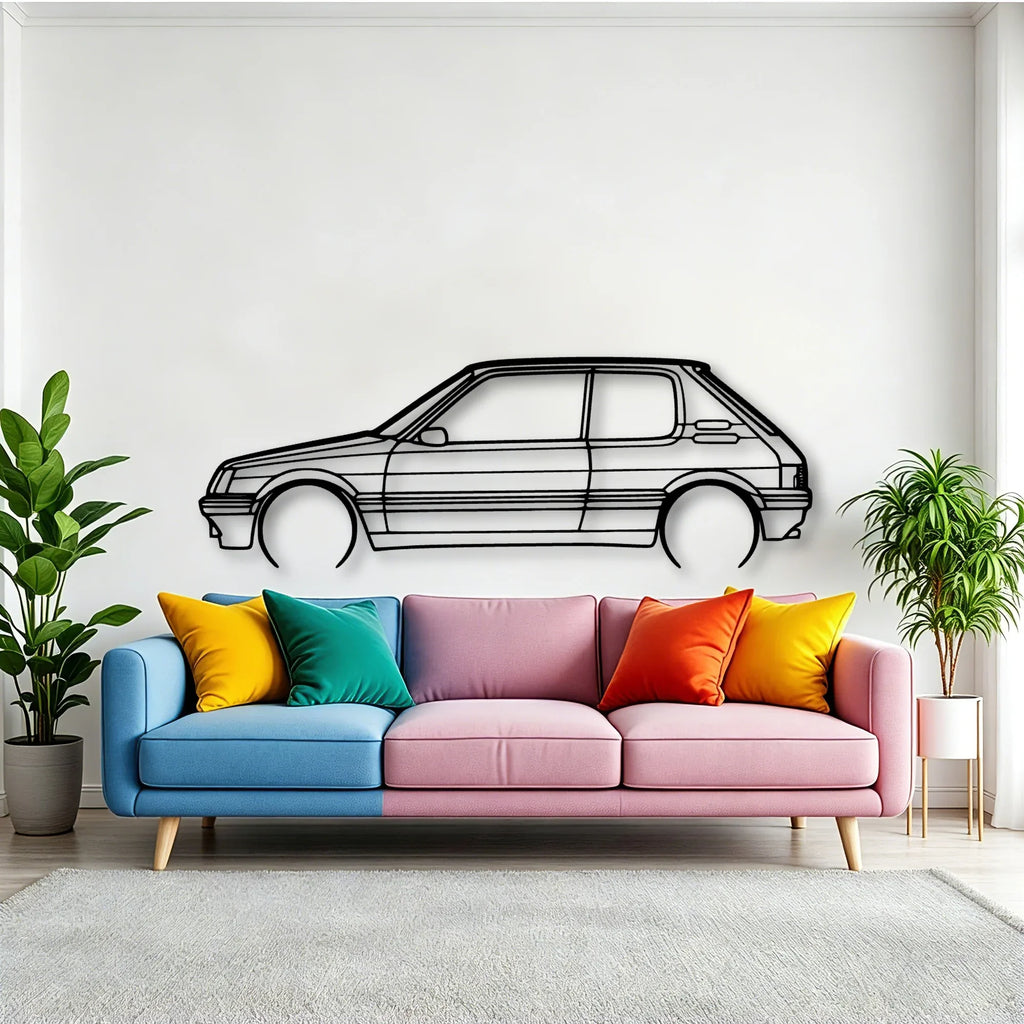 205 GTI 3 Classic Silhouette Metal Wall Art - Tinvibe