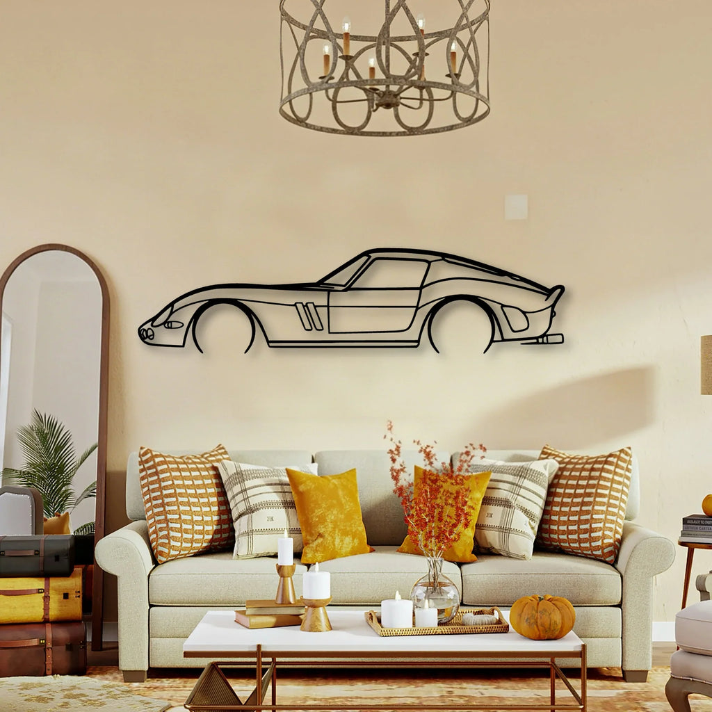 250 GTO 1965 2 Classic Silhouette Metal Wall Art - Tinvibe