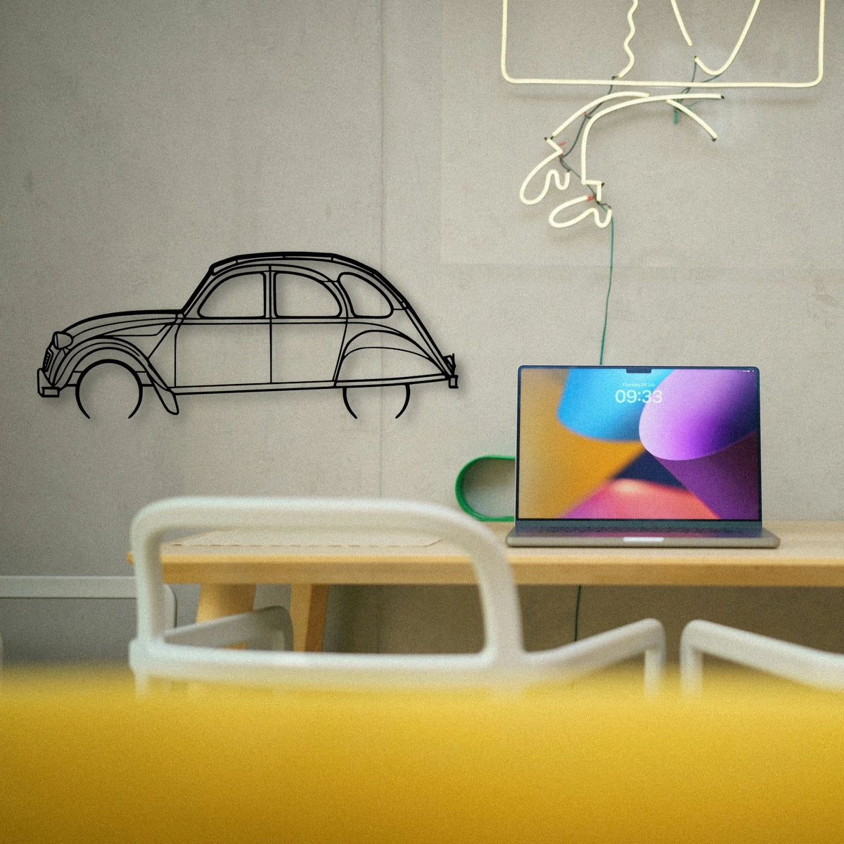 2CV 1966 Classic Silhouette Metal Wall Art - Tinvibe