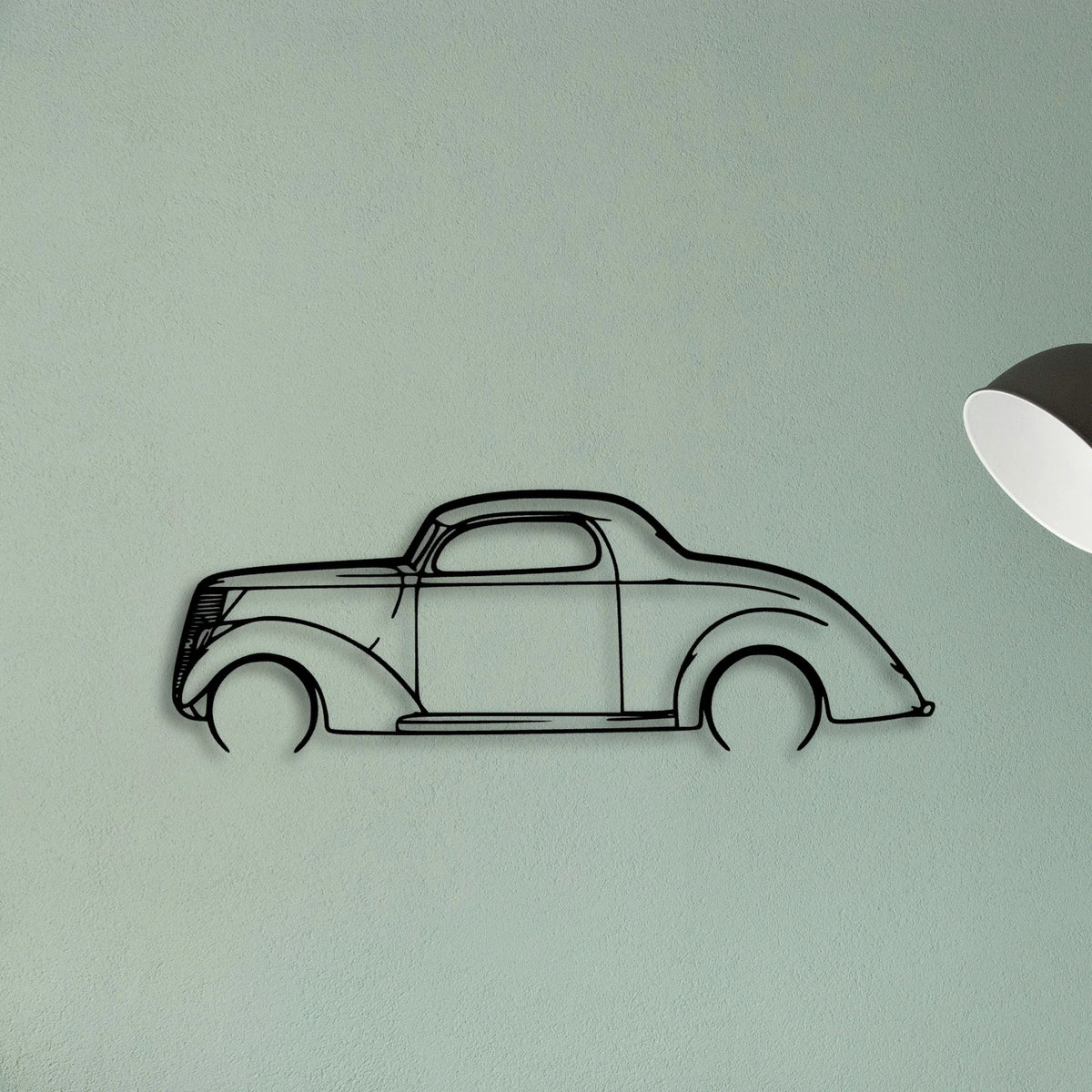 3 Window Coupe 1937 Classic Silhouette Metal Wall Art - Tinvibe