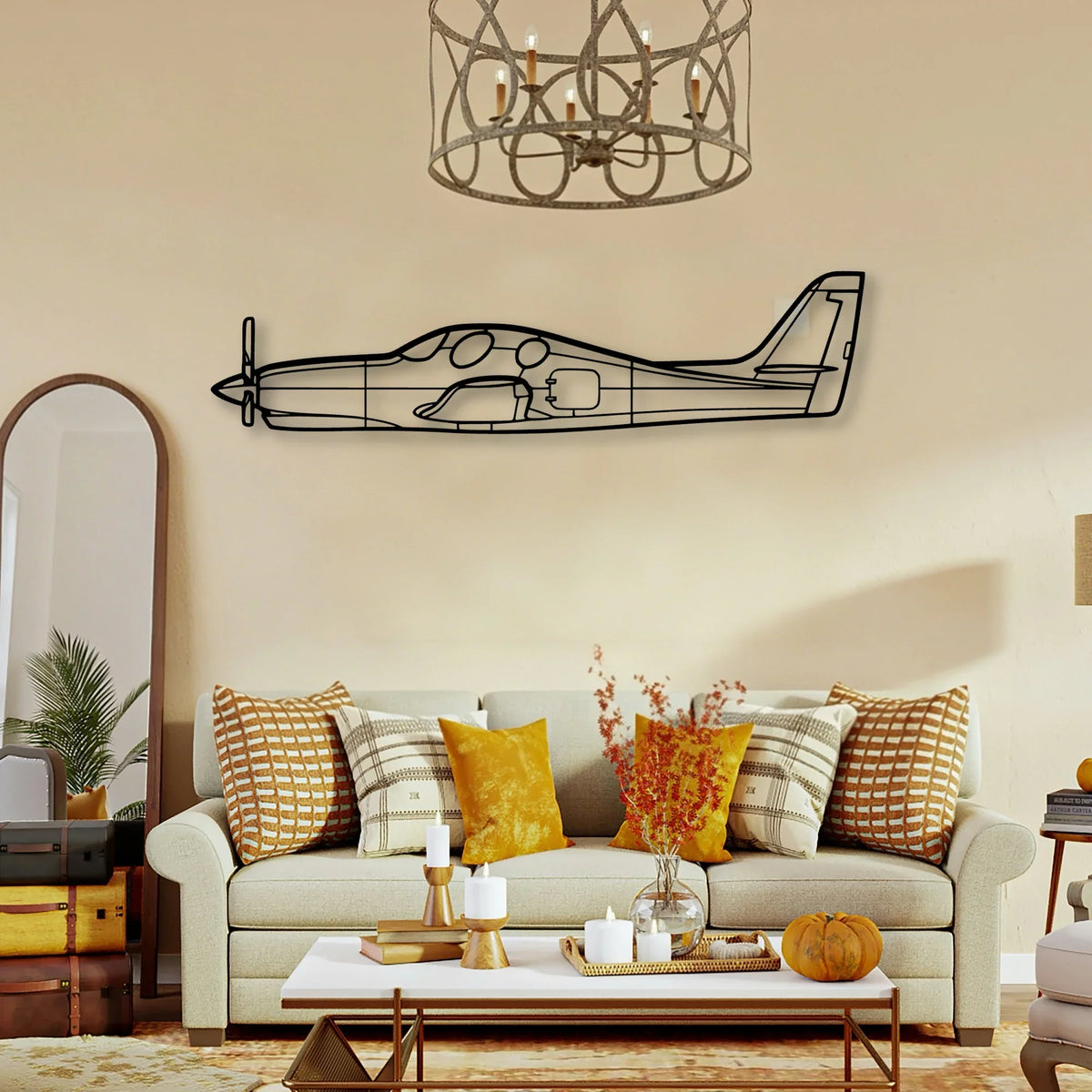 7AC Champion Classic Aircraft Silhouette Metal Wall Art - Tinvibe