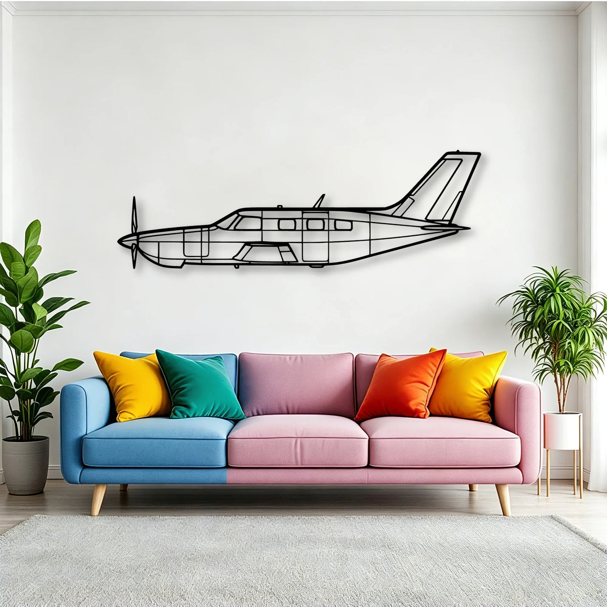 95 B55 Baron Classic Aircraft Silhouette Metal Wall Art - Tinvibe