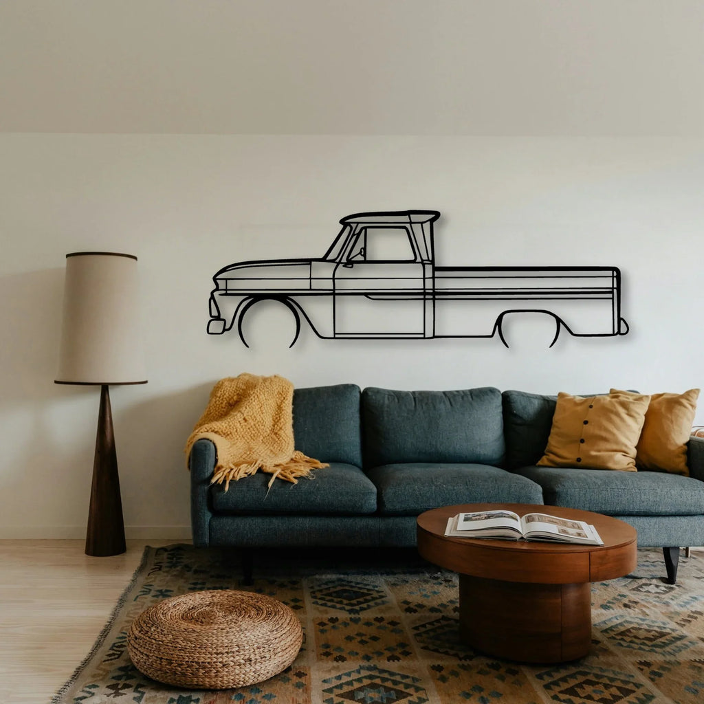 C10 1966 Classic Silhouette Metal Wall Art - Tinvibe