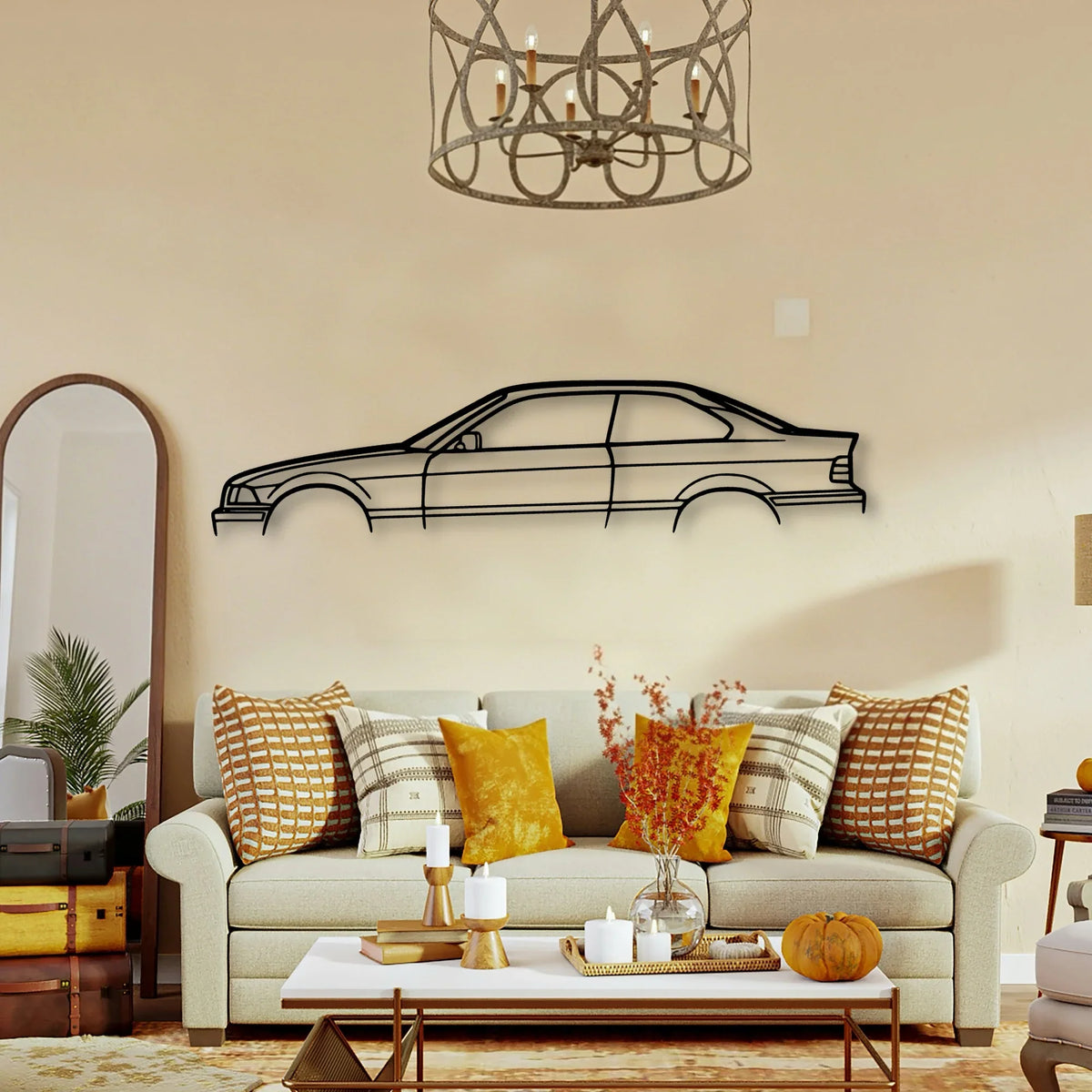 E36 Coupe Classic Silhouette Metal Wall Art - Tinvibe