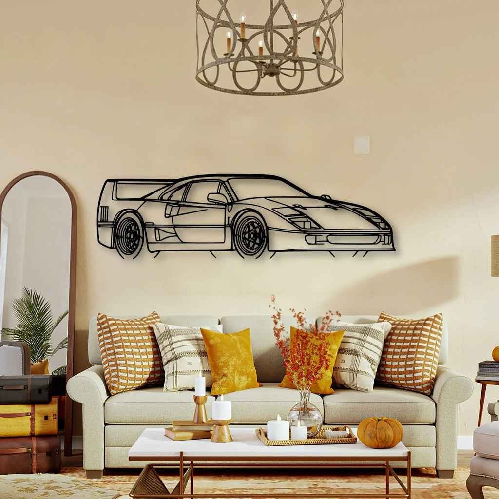 F40 Angle Classic Silhouette Metal Wall Art - Tinvibe