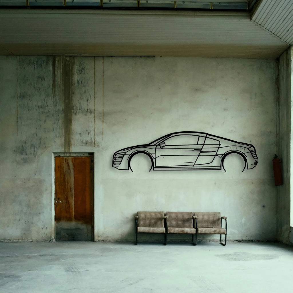 R8 V10 Plus 2014 Classic Silhouette Metal Wall Art - Tinvibe