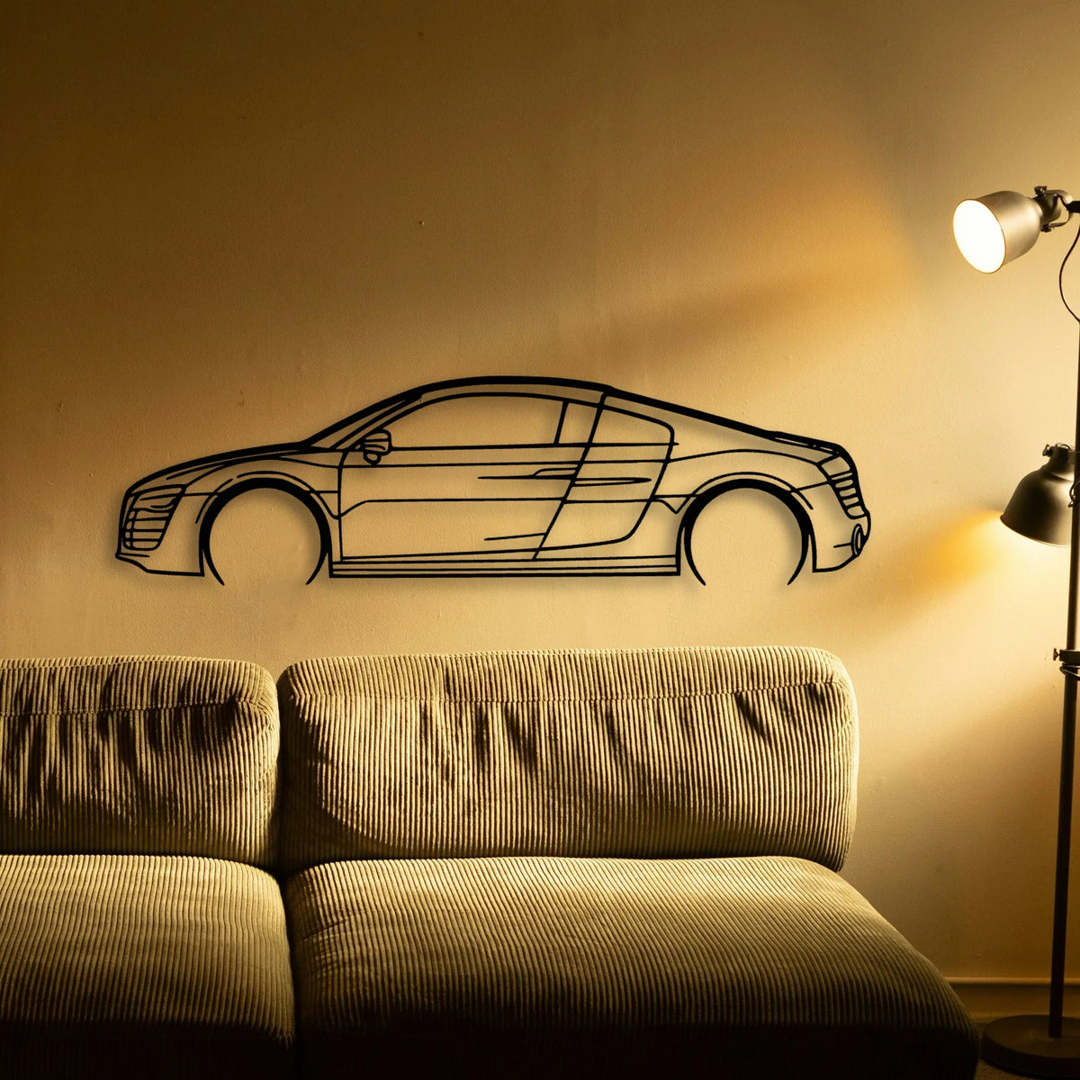 R8 V10 Plus 2014 Classic Silhouette Metal Wall Art - Tinvibe