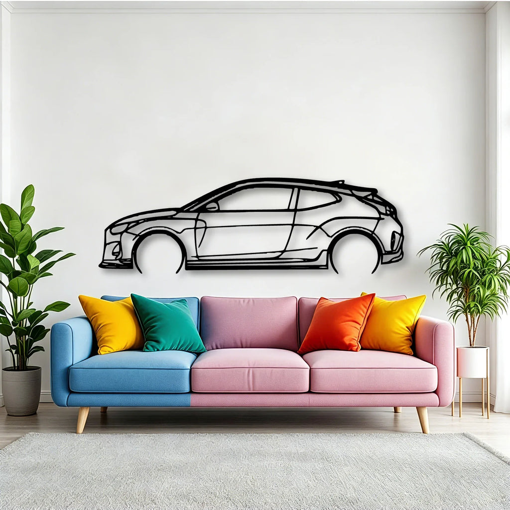 Veloster R 2020 Classic Silhouette Metal Wall Art - Tinvibe