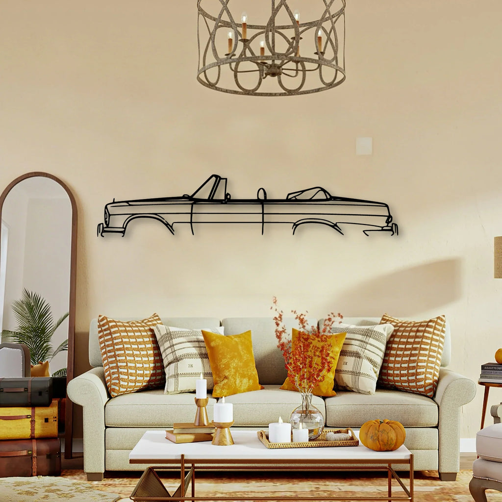 W111 Convertible 1967 Classic Silhouette Metal Wall Art - Tinvibe