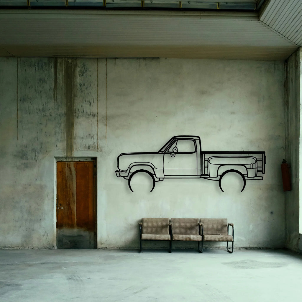 W150 Stepside 1977 Classic Silhouette Metal Wall Art - Tinvibe