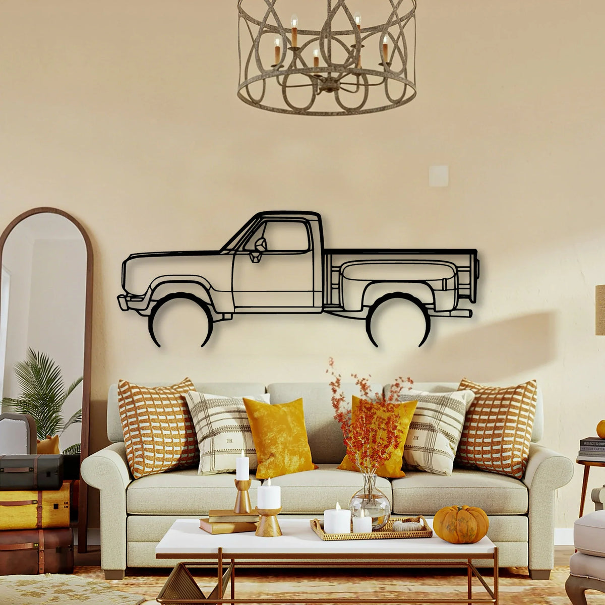 W150 Stepside 1977 Classic Silhouette Metal Wall Art - Tinvibe