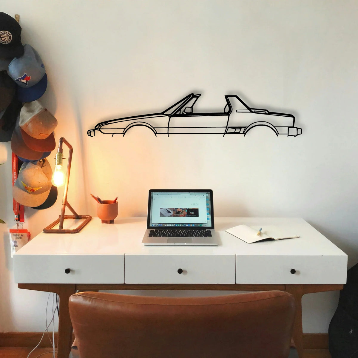 X1 9 Convertible 1980 Classic Silhouette Metal Wall Art - Tinvibe