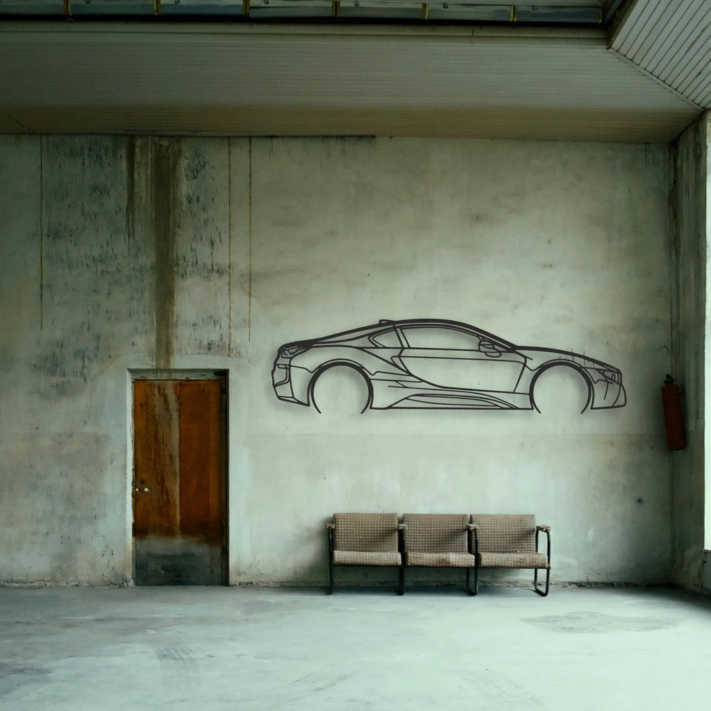 BMW I8 Classic Silhouette Metal Wall Art - Tinvibe