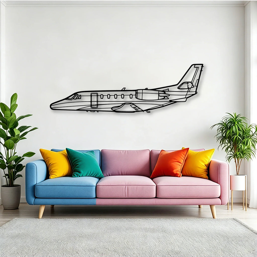 Citation Ii 2 Classic Aircraft Silhouette Metal Wall Art - Tinvibe