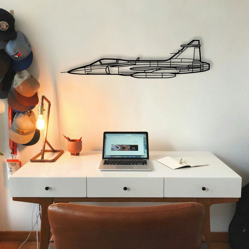 Jas 39 Gripern Classic Aircraft Silhouette Metal Wall Art - Tinvibe