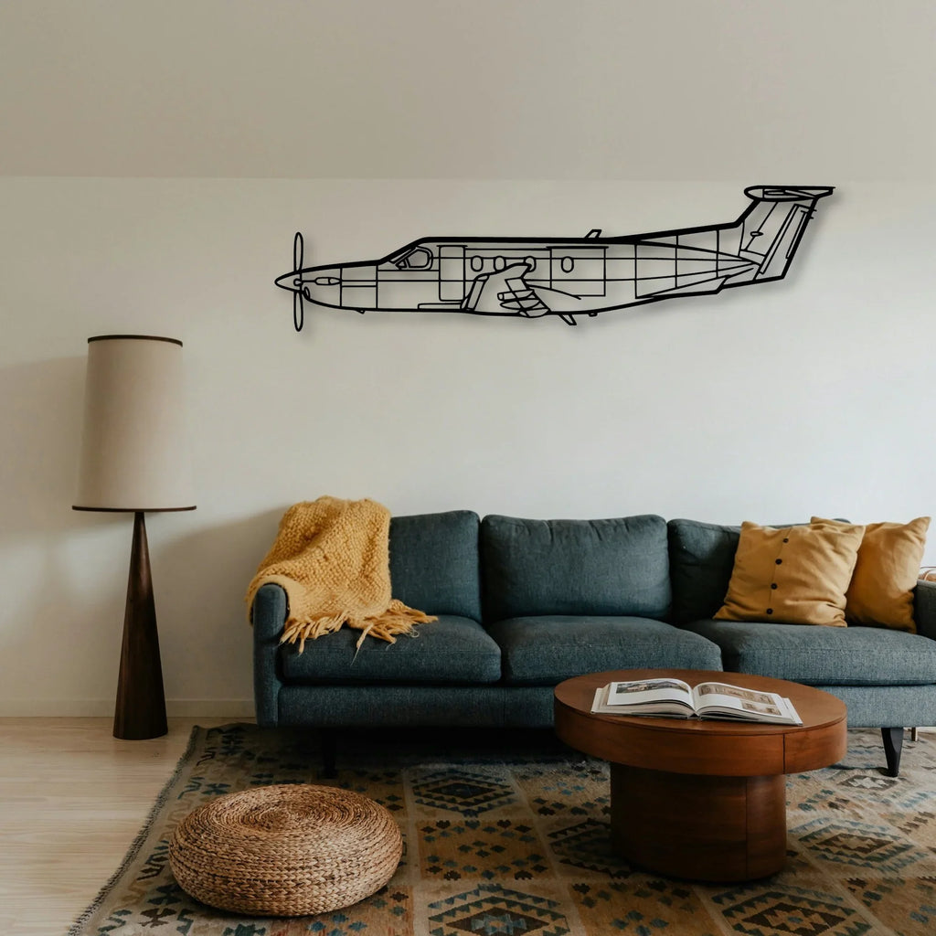 Pilatus Pc 12 Classic Aircraft Silhouette Metal Wall Art - Tinvibe