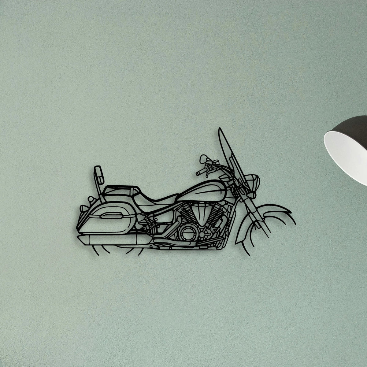 V Star 1300 Tourer Classic Motorcycle Silhouette Metal Wall Art - Tinvibe